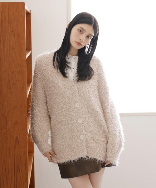 VIS（ビス）の「【選べる着丈】ポコポコヤーンVネックカーディガン（カーディガン/ボレロ・レディース・チャコールグレー/ベージュ/キナリ/ピンク系その他2・FREE/FS）」の5枚目の写真