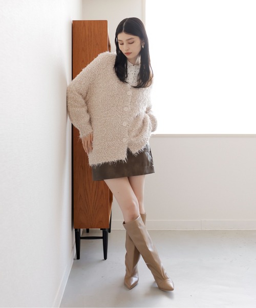 VIS（ビス）の「【選べる着丈】ポコポコヤーンVネックカーディガン（カーディガン/ボレロ・レディース・チャコールグレー/ベージュ/キナリ/ピンク系その他2・FREE/FS）」の6枚目の写真