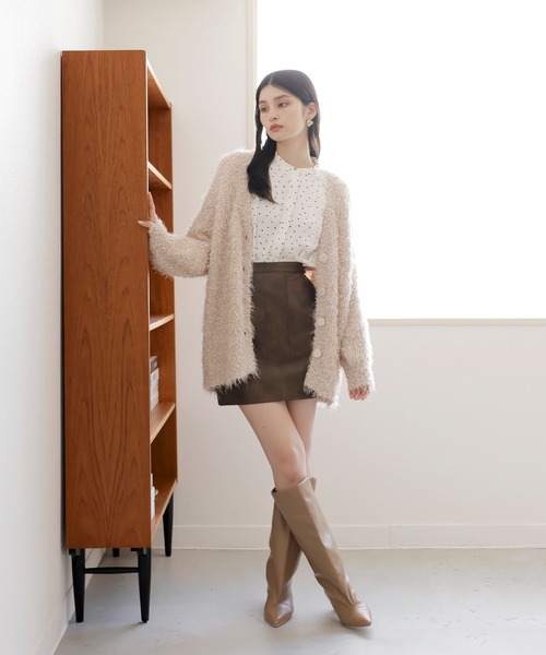 VIS（ビス）の「【選べる着丈】ポコポコヤーンVネックカーディガン（カーディガン/ボレロ・レディース・チャコールグレー/ベージュ/キナリ/ピンク系その他2・FREE/FS）」の7枚目の写真