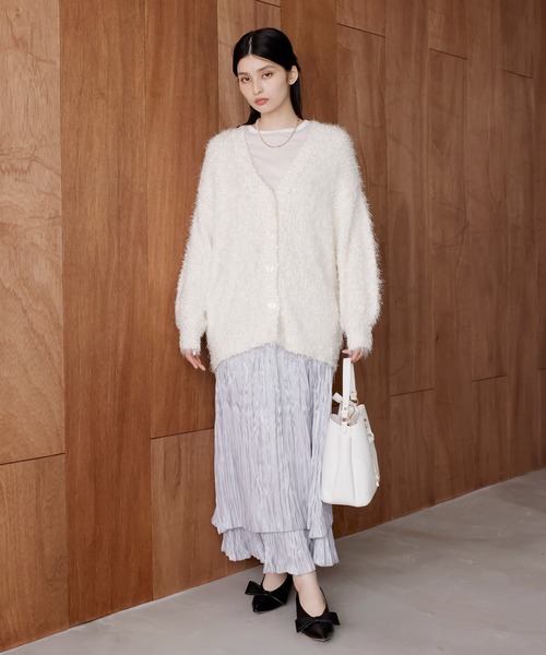 VIS（ビス）の「【選べる着丈】ポコポコヤーンVネックカーディガン（カーディガン/ボレロ・レディース・チャコールグレー/ベージュ/キナリ/ピンク系その他2・FREE/FS）」の9枚目の写真