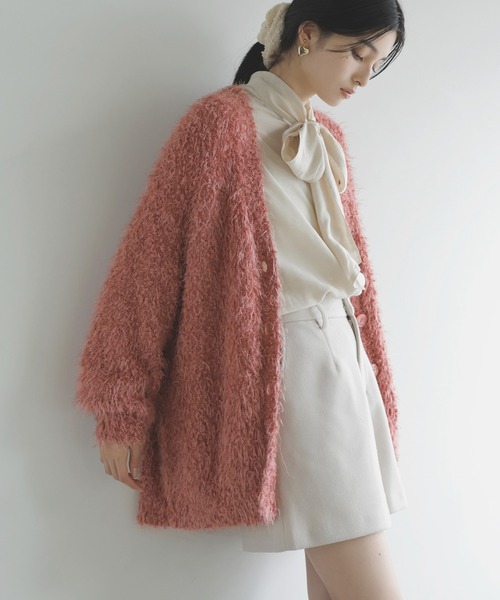 VIS（ビス）の「【選べる着丈】ポコポコヤーンVネックカーディガン（カーディガン/ボレロ・レディース・チャコールグレー/ベージュ/キナリ/ピンク系その他2・FREE/FS）」の10枚目の写真