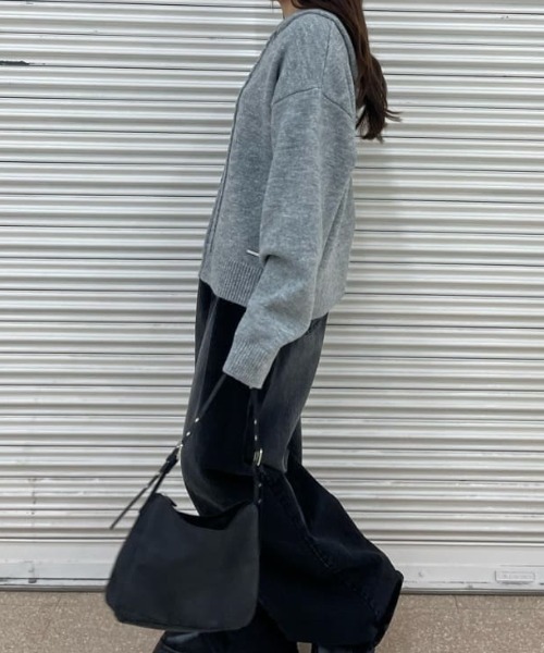 RAY CASSIN（レイカズン）の「【着回し力抜群！】ニットフードダブルジップブルゾン（パーカー・レディース・アイボリー/グレー系その他2/ブラウン・FREE）」の7枚目の写真