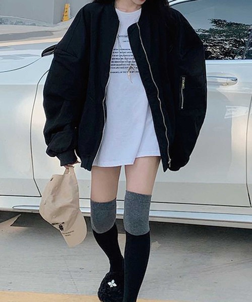 SPIGA（スピーガ）の「ビッグシルエットMA-1ジャケット（MA-1・レディース・ブラック・FREE）」の2枚目の写真