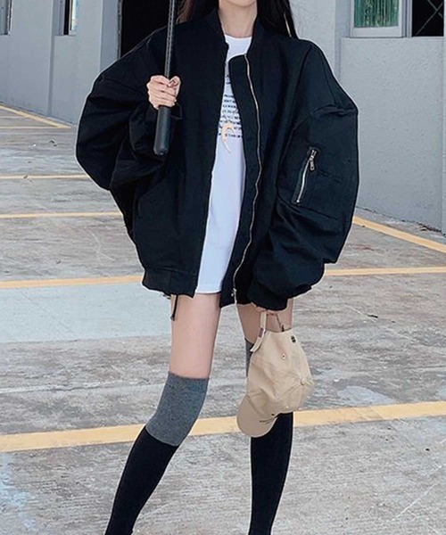 SPIGA（スピーガ）の「ビッグシルエットMA-1ジャケット（MA-1・レディース・ブラック・FREE）」の3枚目の写真