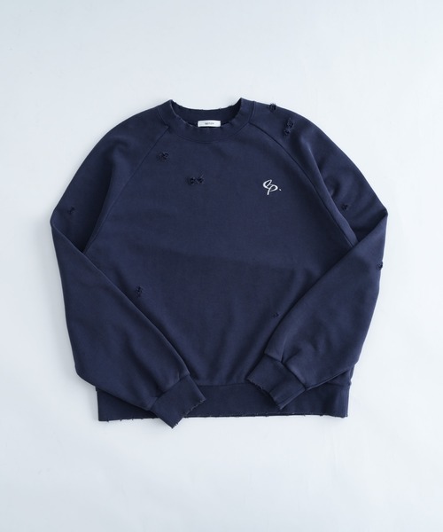 EPNK（イーピーエヌケー）の「【EPNK】Damage pigment sweat shirt / ダメージピグメントスウェット（スウェット・メンズ・ブラック/ネイビー・SMALL/MEDIUM/LARGE）」の4枚目の写真