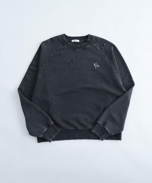 EPNK（イーピーエヌケー）の「【EPNK】Damage pigment sweat shirt / ダメージピグメントスウェット（スウェット・メンズ・ブラック/ネイビー・SMALL/MEDIUM/LARGE）」の5枚目の写真