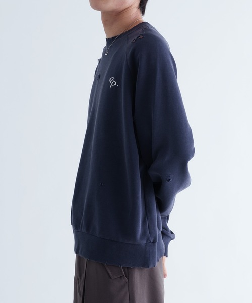 EPNK（イーピーエヌケー）の「【EPNK】Damage pigment sweat shirt / ダメージピグメントスウェット（スウェット・メンズ・ブラック/ネイビー・SMALL/MEDIUM/LARGE）」の13枚目の写真