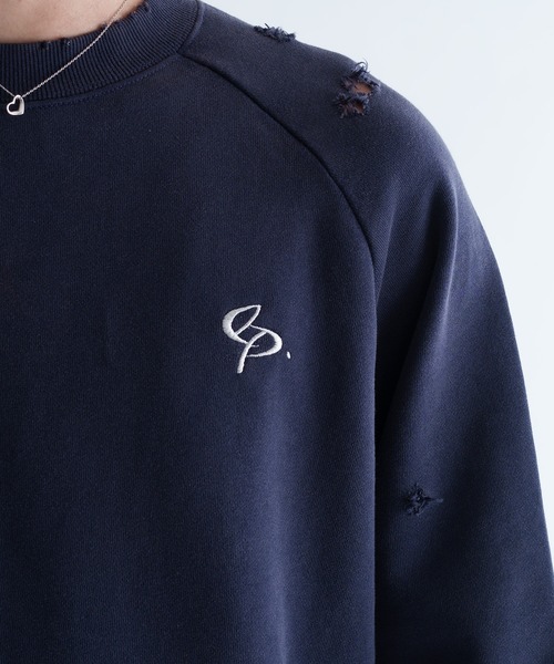 EPNK（イーピーエヌケー）の「【EPNK】Damage pigment sweat shirt / ダメージピグメントスウェット（スウェット・メンズ・ブラック/ネイビー・SMALL/MEDIUM/LARGE）」の6枚目の写真