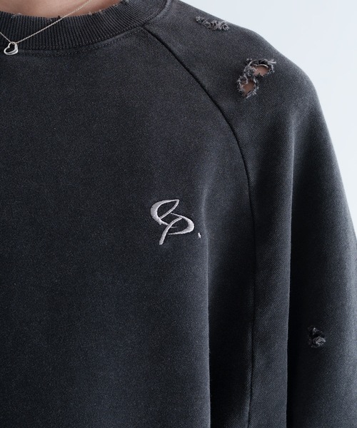 EPNK（イーピーエヌケー）の「【EPNK】Damage pigment sweat shirt / ダメージピグメントスウェット（スウェット・メンズ・ブラック/ネイビー・SMALL/MEDIUM/LARGE）」の14枚目の写真