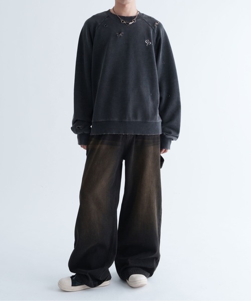 EPNK（イーピーエヌケー）の「【EPNK】Damage pigment sweat shirt / ダメージピグメントスウェット（スウェット・メンズ・ブラック/ネイビー・SMALL/MEDIUM/LARGE）」の17枚目の写真