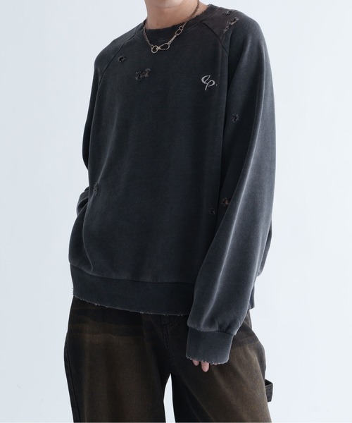 EPNK（イーピーエヌケー）の「【EPNK】Damage pigment sweat shirt / ダメージピグメントスウェット（スウェット・メンズ・ブラック/ネイビー・SMALL/MEDIUM/LARGE）」の18枚目の写真