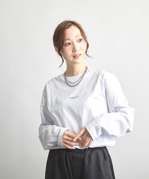 B'day(ビーデイ)の「ヘヴィウェイト天竺 プリント 長袖 クルーネック(Tシャツ/カットソー・レディース・ブラック/サックスブルー/ホワイト・LARGE/MEDIUM)」の5枚目の写真