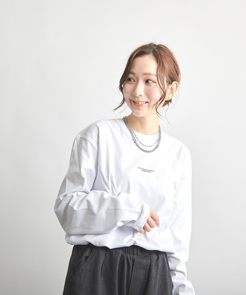 B'day(ビーデイ)の「ヘヴィウェイト天竺 プリント 長袖 クルーネック(Tシャツ/カットソー・レディース・ブラック/サックスブルー/ホワイト・LARGE/MEDIUM)」の6枚目の写真