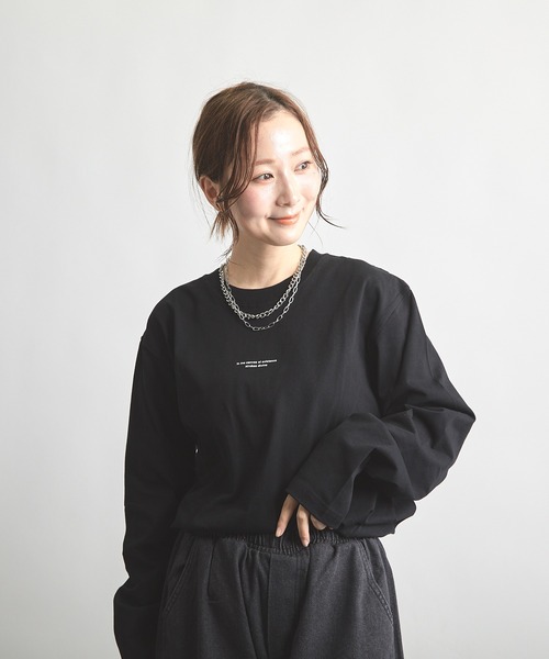 B'day(ビーデイ)の「ヘヴィウェイト天竺 プリント 長袖 クルーネック(Tシャツ/カットソー・レディース・ブラック/サックスブルー/ホワイト・LARGE/MEDIUM)」の13枚目の写真