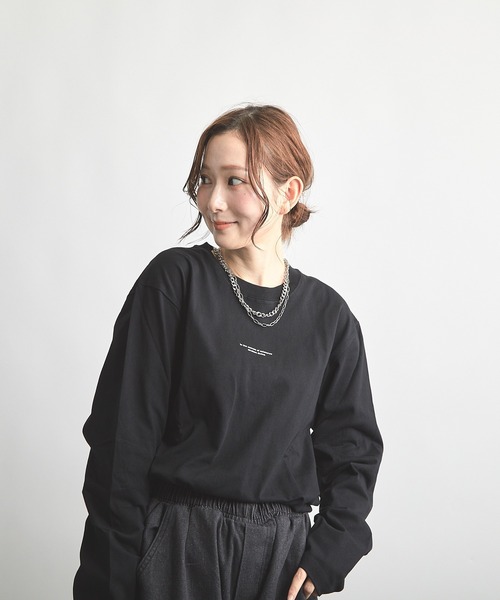 B'day(ビーデイ)の「ヘヴィウェイト天竺 プリント 長袖 クルーネック(Tシャツ/カットソー・レディース・ブラック/サックスブルー/ホワイト・LARGE/MEDIUM)」の14枚目の写真