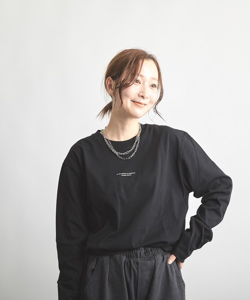 B'day(ビーデイ)の「ヘヴィウェイト天竺 プリント 長袖 クルーネック(Tシャツ/カットソー・レディース・ブラック/サックスブルー/ホワイト・LARGE/MEDIUM)」の15枚目の写真