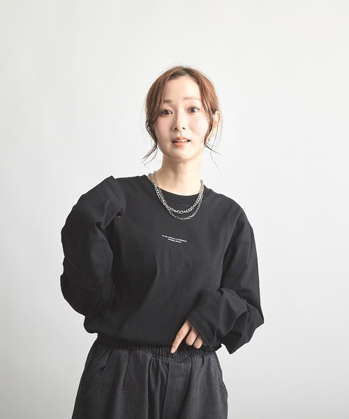 B'day(ビーデイ)の「ヘヴィウェイト天竺 プリント 長袖 クルーネック(Tシャツ/カットソー・レディース・ブラック/サックスブルー/ホワイト・LARGE/MEDIUM)」の16枚目の写真