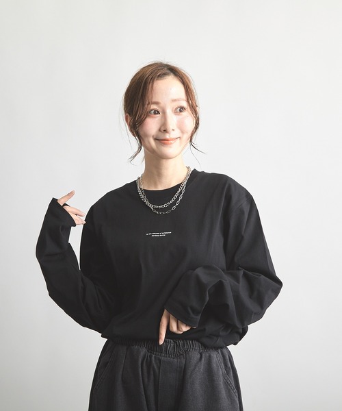 B'day(ビーデイ)の「ヘヴィウェイト天竺 プリント 長袖 クルーネック(Tシャツ/カットソー・レディース・ブラック/サックスブルー/ホワイト・LARGE/MEDIUM)」の17枚目の写真