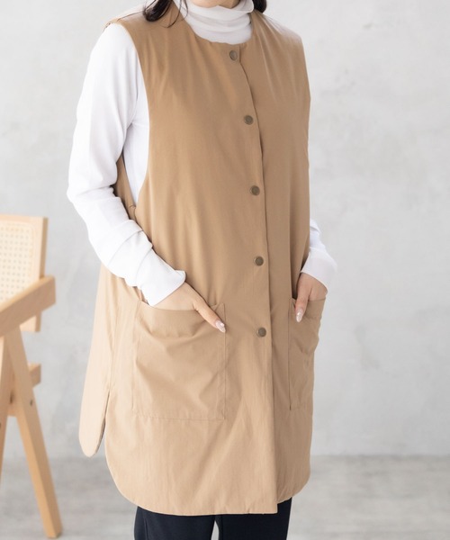 HusHusH（ハッシュアッシュ）の「HusHusH キルトベスト 軽アウター（ノーカラーコート・レディース・キャメル/ブラック・M/L）」の15枚目の写真