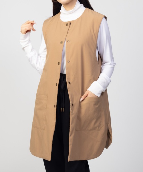 HusHusH（ハッシュアッシュ）の「HusHusH キルトベスト 軽アウター（ノーカラーコート・レディース・キャメル/ブラック・M/L）」の16枚目の写真