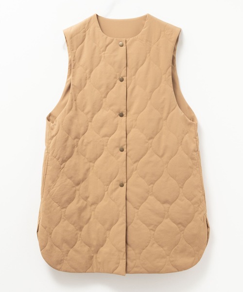 HusHusH（ハッシュアッシュ）の「HusHusH キルトベスト 軽アウター（ノーカラーコート・レディース・キャメル/ブラック・M/L）」の18枚目の写真