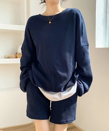 ワッフルトップス+ショートパンツ 2点セットアップ
