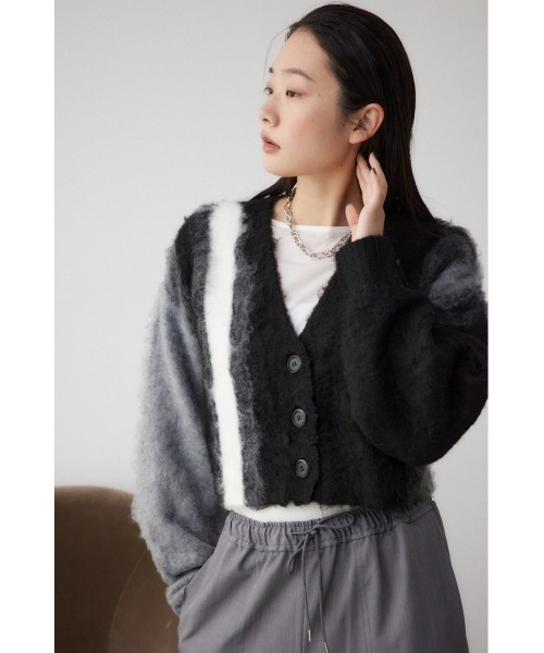 AZUL by moussy（アズールバイマウジー）の「グラデーションシャギーニットカーディガン（カーディガン/ボレロ・レディース・ブラウン系その他/グレー系その他/ブラック系その他・SMALL/MEDIUM）」の4枚目の写真