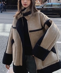 THISIS | 配色フェイクムートンボアジャケット(ムートンコート)