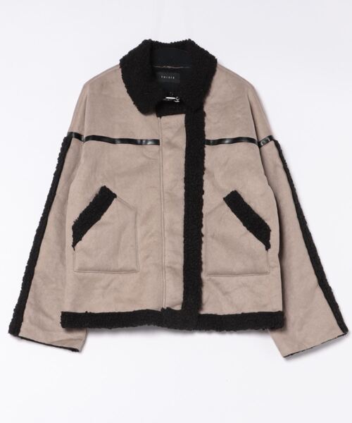 THISIS（ディスイズ）の「配色フェイクムートンボアジャケット（ムートンコート・レディース・ブラウン/ブラック・MEDIUM/LARGE）」の10枚目の写真