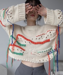 VACANCY | ランダム配色ハンドステッチオーバーニット/新色追加(ニット/セーター)