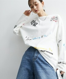 nissen（ニッセン）の「カラフル落書きオーバーサイズ長袖Ｔシャツ（Tシャツ/カットソー）」