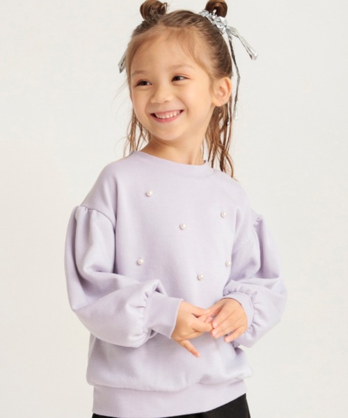BRANSHES（ブランシェス）の「パール付きトレーナー（スウェット・キッズ・ラベンダー/ブラック/アイボリー・100/150/140/120/80/90/130/110）」の3枚目の写真