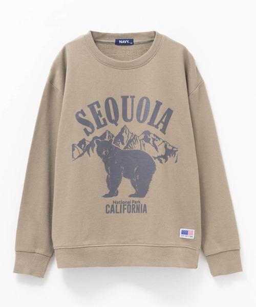 ボーイズ】NAVY USコットン 裏毛プリントトレーナー 綿100（スウェット