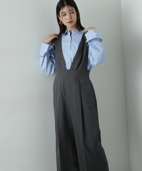 N.（N. Natural Beauty Basic）（エヌエヌナチュラルビューティーベーシック）の「◆Ｖネックサロペット（サロペット/オーバーオール・レディース・チャコールグレー/ブラック・SMALL/MEDIUM）」の13枚目の写真