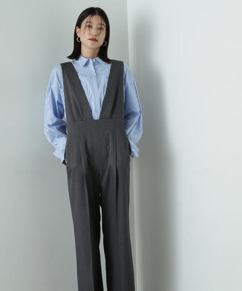 N.（N. Natural Beauty Basic）（エヌエヌナチュラルビューティーベーシック）の「◆Ｖネックサロペット（サロペット/オーバーオール・レディース・チャコールグレー/ブラック・SMALL/MEDIUM）」の15枚目の写真