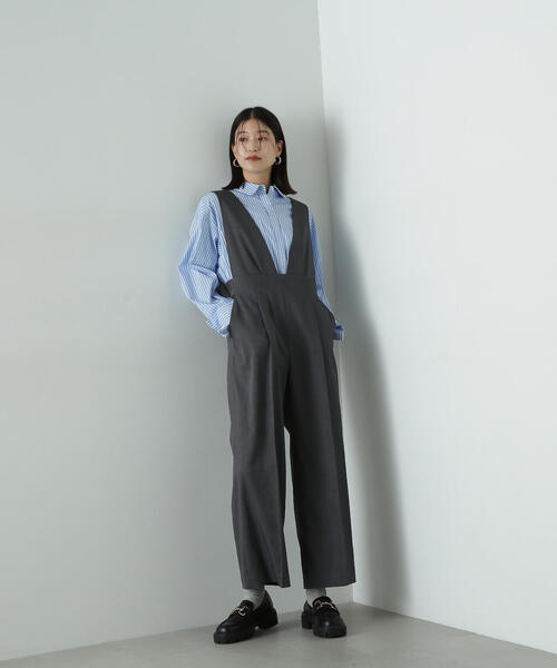 N.（N. Natural Beauty Basic）（エヌエヌナチュラルビューティーベーシック）の「◆Ｖネックサロペット（サロペット/オーバーオール・レディース・チャコールグレー/ブラック・SMALL/MEDIUM）」の16枚目の写真