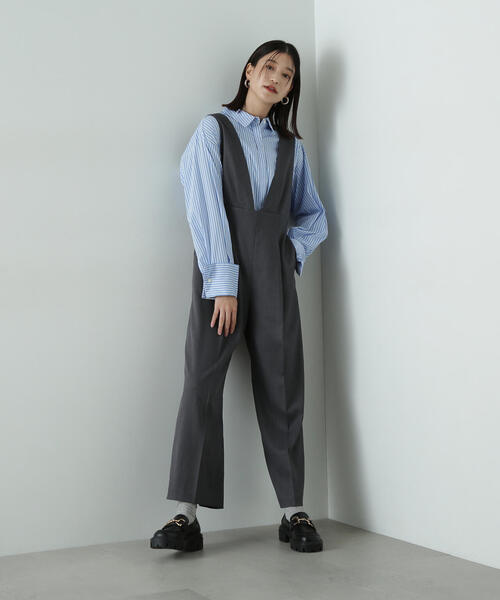 N.（N. Natural Beauty Basic）（エヌエヌナチュラルビューティーベーシック）の「◆Ｖネックサロペット（サロペット/オーバーオール・レディース・チャコールグレー/ブラック・SMALL/MEDIUM）」の17枚目の写真