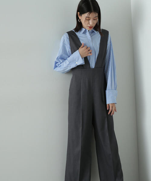 N.（N. Natural Beauty Basic）（エヌエヌナチュラルビューティーベーシック）の「◆Ｖネックサロペット（サロペット/オーバーオール・レディース・チャコールグレー/ブラック・SMALL/MEDIUM）」の20枚目の写真