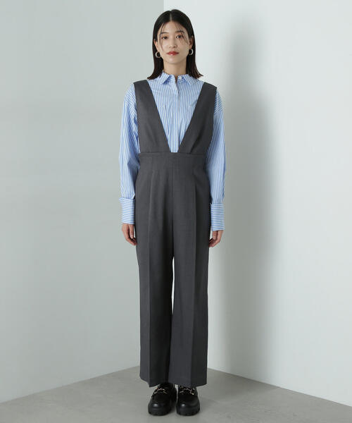 N.（N. Natural Beauty Basic）（エヌエヌナチュラルビューティーベーシック）の「◆Ｖネックサロペット（サロペット/オーバーオール・レディース・チャコールグレー/ブラック・SMALL/MEDIUM）」の21枚目の写真