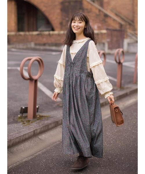 Samansa Mos2(サマンサ モスモス)の「【ゆべし×Samansa Mos2】前後2WAYジャンスカ(ワンピース・レディース・ブラック/グリーン/マスタード/ネイビー・F)」の15枚目の写真