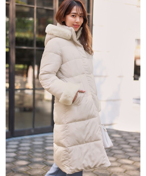 セール】《ほんのりくびれる美人シルエット》ファー付フェイクダウン
