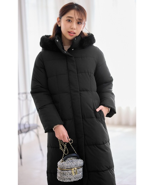 セール】《ほんのりくびれる美人シルエット》ファー付フェイクダウン