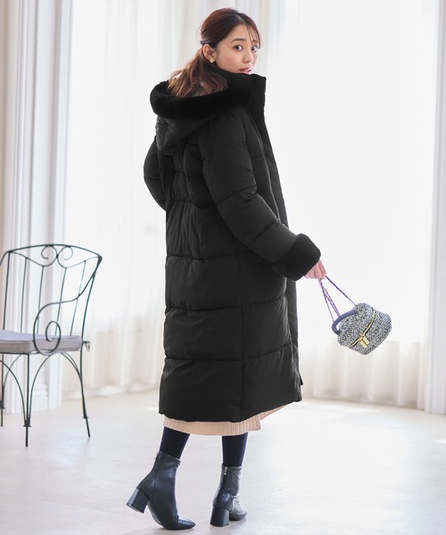 セール】《ほんのりくびれる美人シルエット》ファー付フェイクダウン