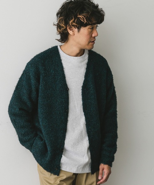 URBAN RESEARCH DOORS（アーバンリサーチドアーズ）の「MIXカラー ヘアリーニットカーディガン（カーディガン/ボレロ・メンズ・ブルー/チャコールグレー/ブラウン・MEDIUM/LARGE）」の4枚目の写真