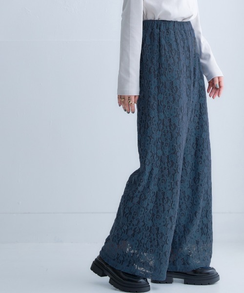 Soiunique（スワユニーク）の「裏フリース総レース柄ワイドパンツ ［Soiunique］（その他パンツ・レディース・ブルー系/ブラック系・LL/L/M）」の9枚目の写真