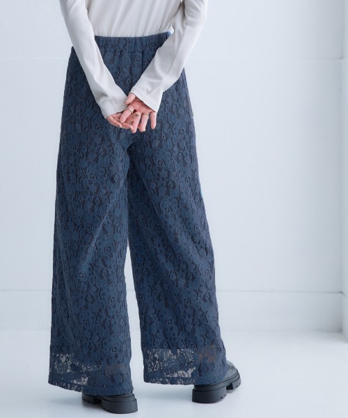 Soiunique（スワユニーク）の「裏フリース総レース柄ワイドパンツ ［Soiunique］（その他パンツ・レディース・ブルー系/ブラック系・LL/L/M）」の10枚目の写真
