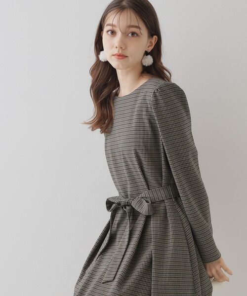 couture brooch(クチュールブローチ)の「◆【レディを高める】千鳥チェック柄令嬢ワンピース(ワンピース・レディース・ブルー系その他3/ブラウン系その他2・38/40/36/42)」の11枚目の写真