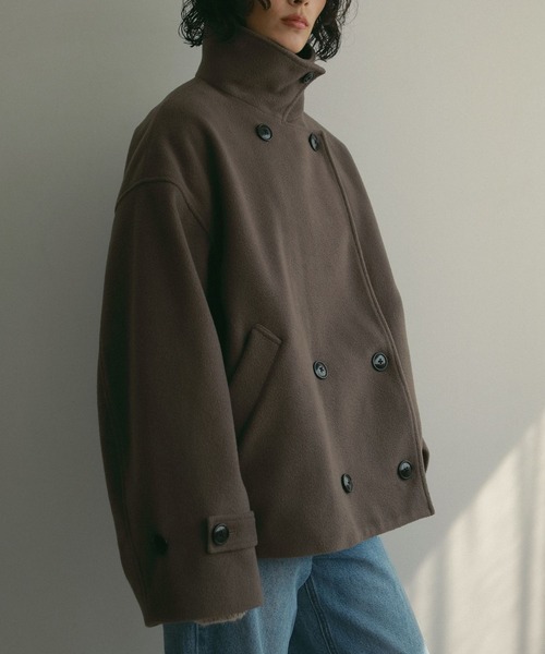 N WITH.（エヌウィズ）の「3WAYショートコート（ピーコート・レディース・グレー/モカ・FREE）」の2枚目の写真