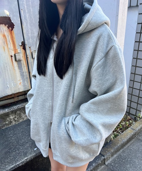 Figments（フィグメンツ）の「裏起毛ダブルZIPビッグパーカー（パーカー・レディース・ブラック/グレー・LARGE/X-LARGE）」の12枚目の写真