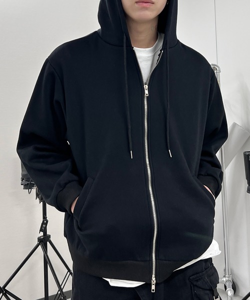 Figments（フィグメンツ）の「裏起毛ダブルZIPビッグパーカー（パーカー・レディース・ブラック/グレー・LARGE/X-LARGE）」の15枚目の写真